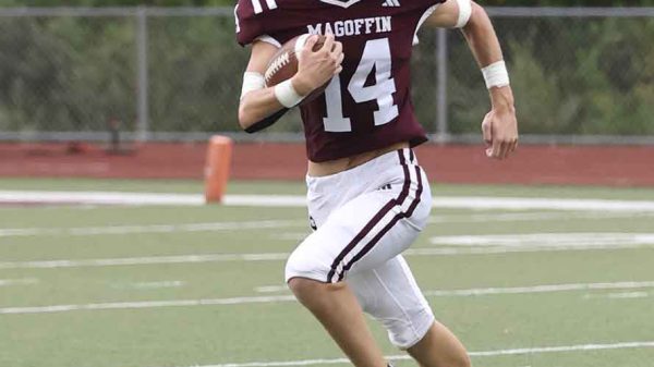 James Fultz picked up yardage for Magoffin County during a game versus Perry County Central in the 2025 high school football season. Photo || Jim Arnett